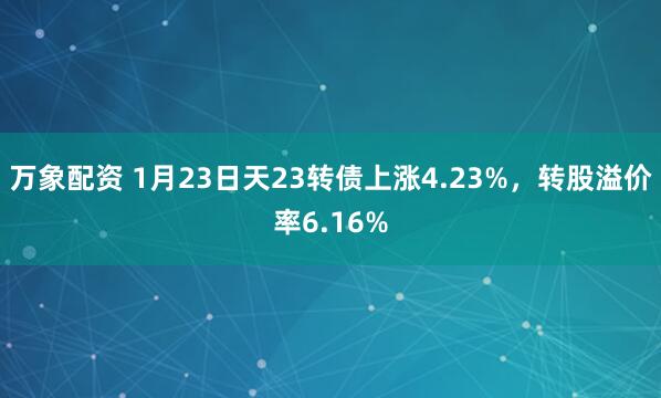 万象配资 1月23日天23转债上涨4.23%，转股溢价率6.16%